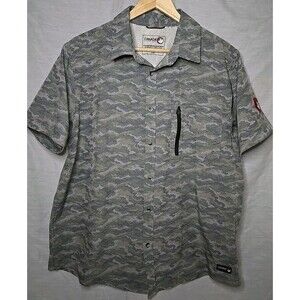 Canada Weather Gear Sportswear Short Sleeve Button Shirt, Sz Large, Camouflage